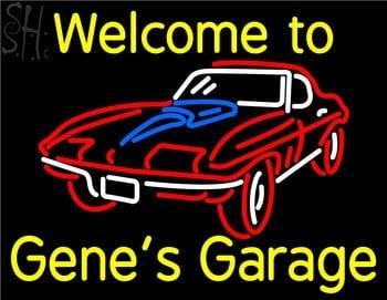 Welcome to Genes Garage Car Neon Sign